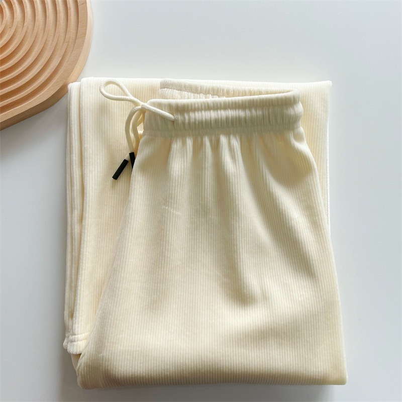 Spring 2022 New Thin Chenille Cream Pants Corduroy Wide-Leg Pants Women's Loose Straight Slimming Casual Pants