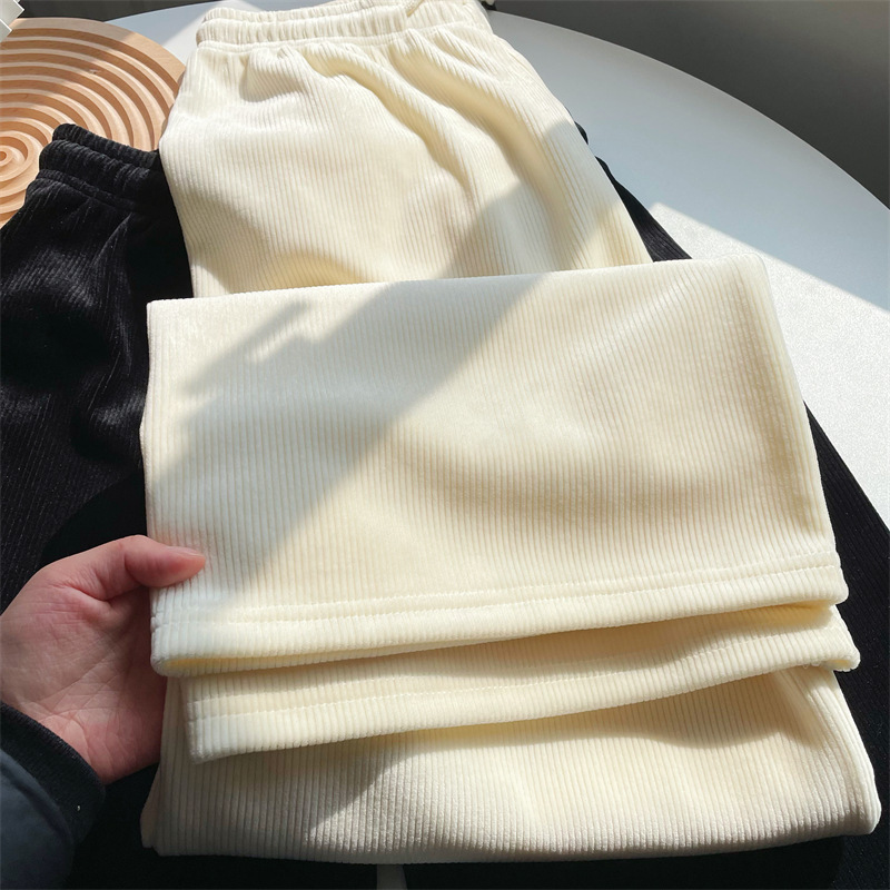 Spring 2022 New Thin Chenille Cream Pants Corduroy Wide-Leg Pants Women's Loose Straight Slimming Casual Pants