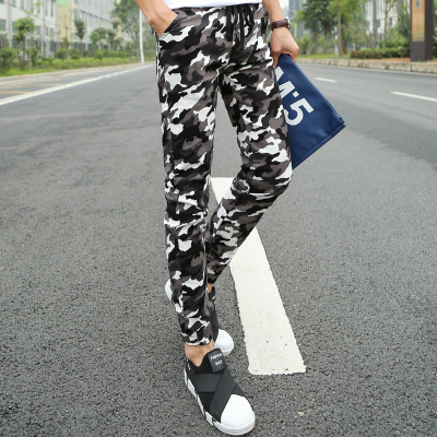 Foreign Trade New Spring and Autumn New Simple Men&#039;s Personality Fashion Casual Pants Men Camouflage Ankle-Tied Casual Pants