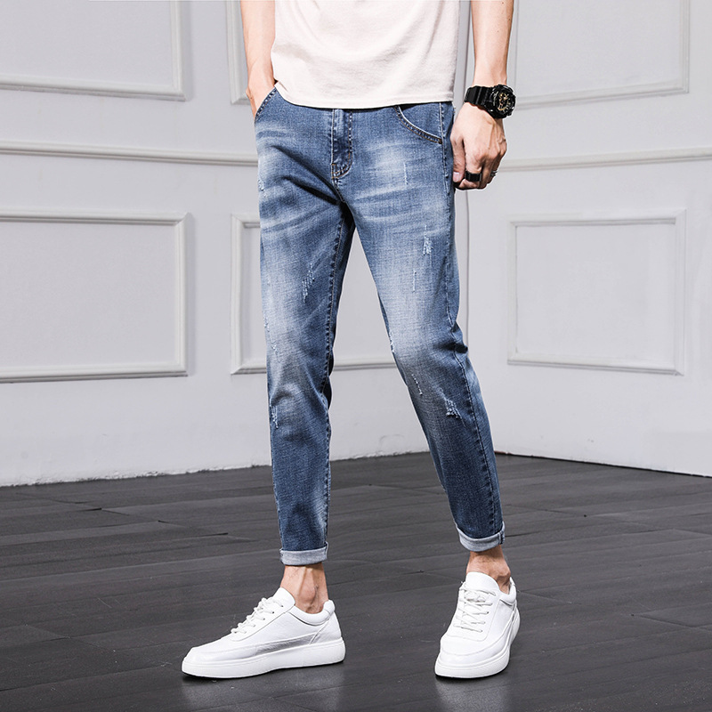 Men&#039;s Jeans 2021 Spring and Autumn New Men&#039;s Slim Fit Skinny Pants Fashion Brand Korean Style Trendy Ankle Length Pants Casual Pants