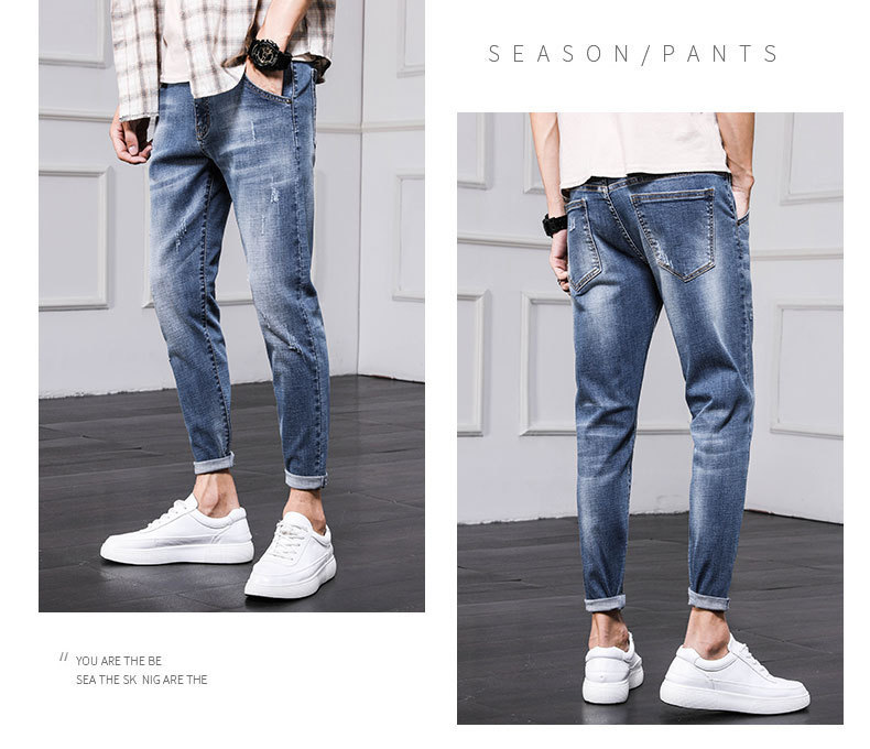 Men's Jeans 2021 Spring and Autumn New Men's Slim Fit Skinny Pants Fashion Brand Korean Style Trendy Ankle Length Pants Casual Pants