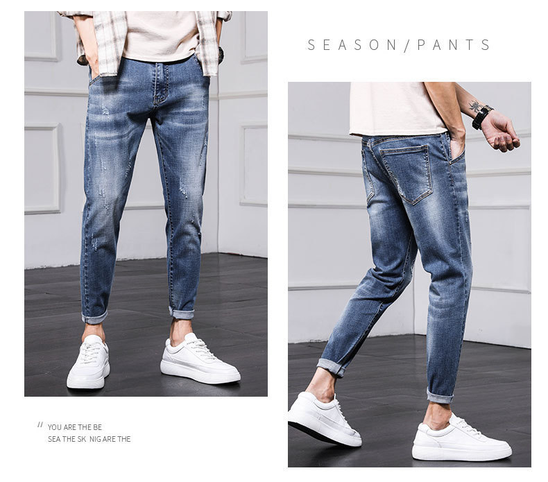 Men's Jeans 2021 Spring and Autumn New Men's Slim Fit Skinny Pants Fashion Brand Korean Style Trendy Ankle Length Pants Casual Pants