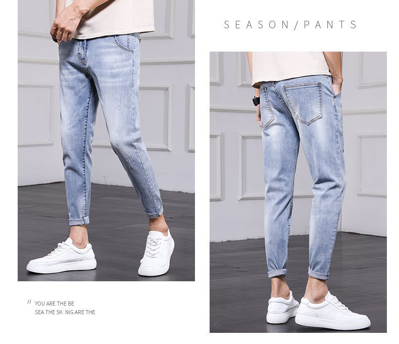 Men's Jeans 2021 Spring and Autumn New Men's Slim Fit Skinny Pants Fashion Brand Korean Style Trendy Ankle Length Pants Casual Pants