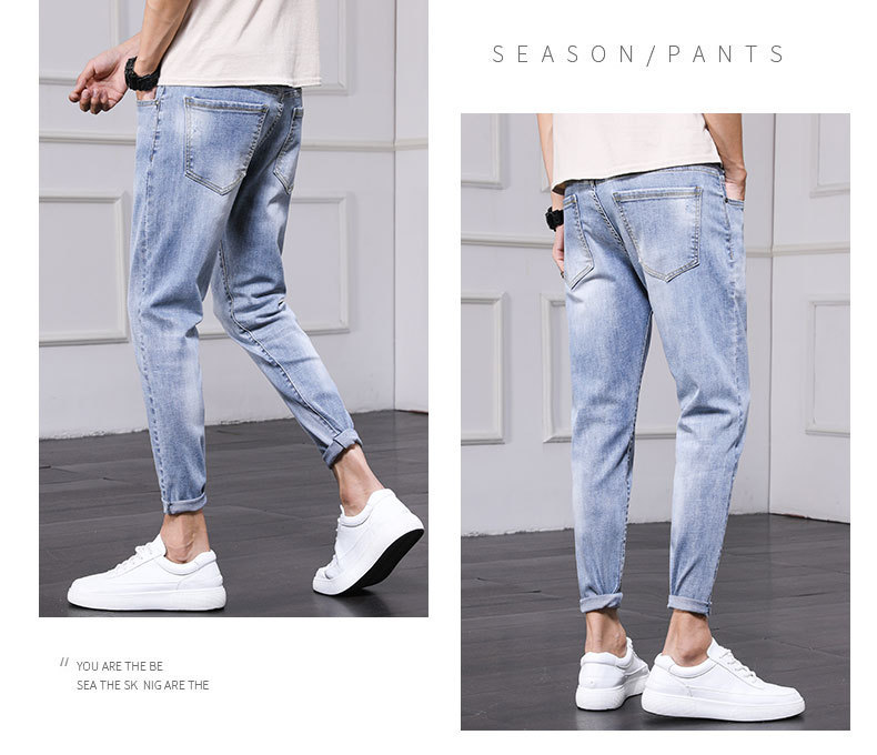 Men's Jeans 2021 Spring and Autumn New Men's Slim Fit Skinny Pants Fashion Brand Korean Style Trendy Ankle Length Pants Casual Pants