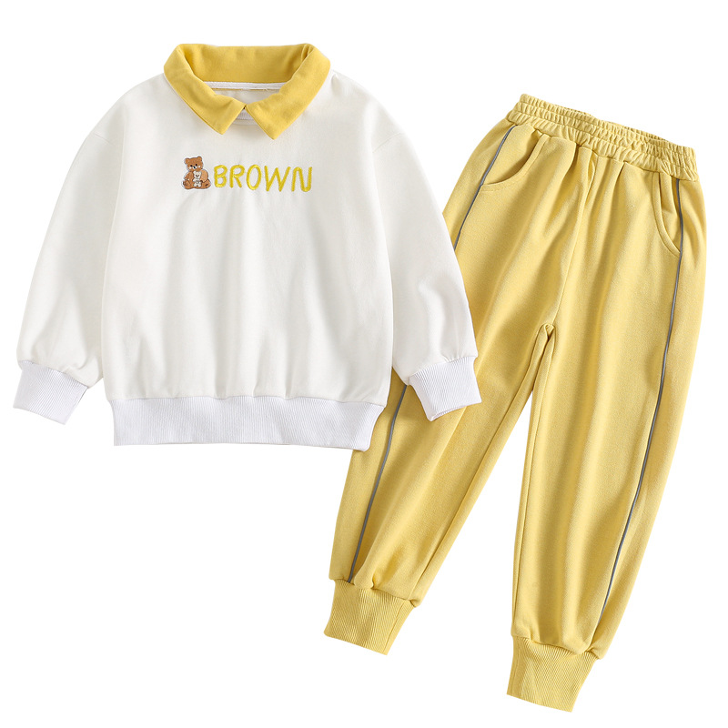 2021 Autumn New Children&#039;s Korean-Style Sweater Casual Pants Two-Piece Set for Girls Autumn Sports Suit Fashion