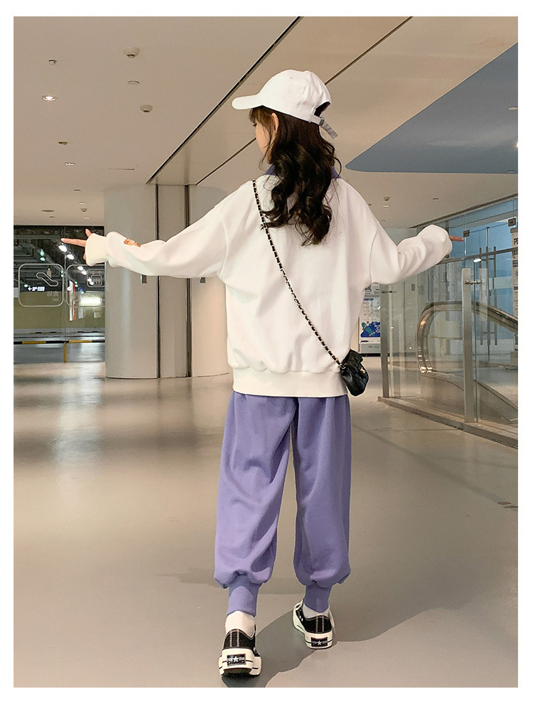 2021 Autumn New Children's Korean-Style Sweater Casual Pants Two-Piece Set for Girls Autumn Sports Suit Fashion