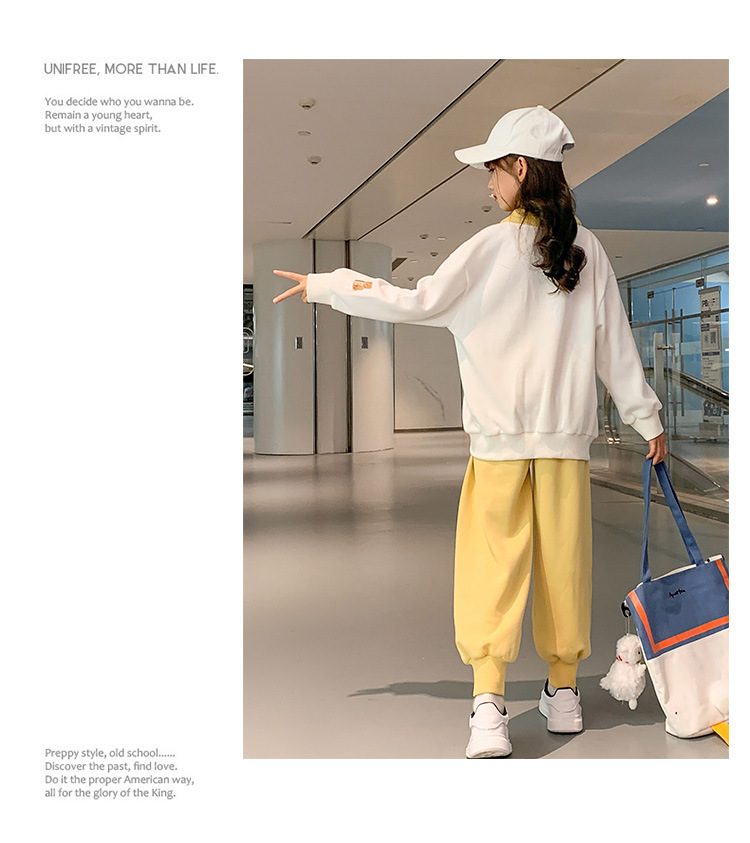 2021 Autumn New Children's Korean-Style Sweater Casual Pants Two-Piece Set for Girls Autumn Sports Suit Fashion