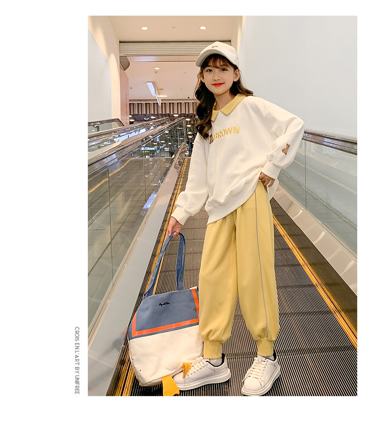 2021 Autumn New Children's Korean-Style Sweater Casual Pants Two-Piece Set for Girls Autumn Sports Suit Fashion