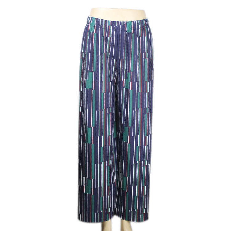 2021 Summer Fashion Beauty Striped Wide-Leg Pants Women&#039;s Summer Cropped Culottes Vertical Stripes with Slimmer Look Big-Leg Straight Casual Pants