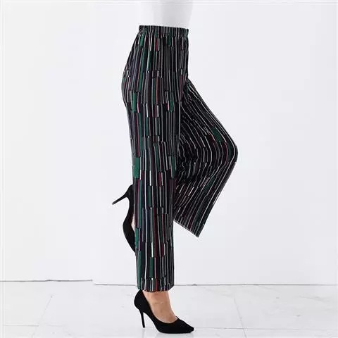 2021 Summer Fashion Beauty Striped Wide-Leg Pants Women's Summer Cropped Culottes Vertical Stripes with Slimmer Look Big-Leg Straight Casual Pants
