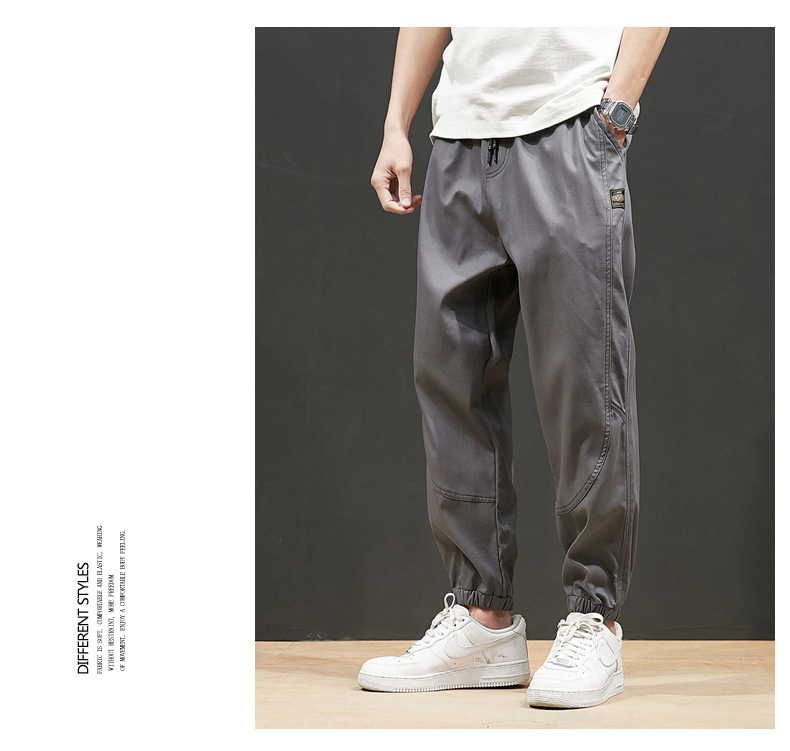 Large Size Casual Pants Men's Spring and Autumn New Men's Ankle Length Pants Korean Youth Loose Track Pants Ankle-Tied Sweatpants