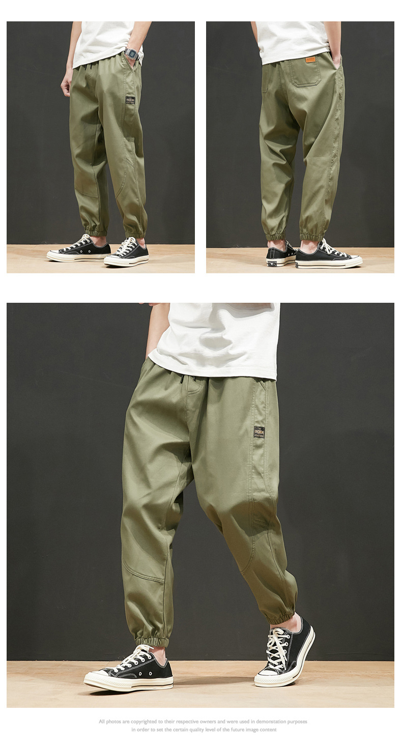 Large Size Casual Pants Men's Spring and Autumn New Men's Ankle Length Pants Korean Youth Loose Track Pants Ankle-Tied Sweatpants