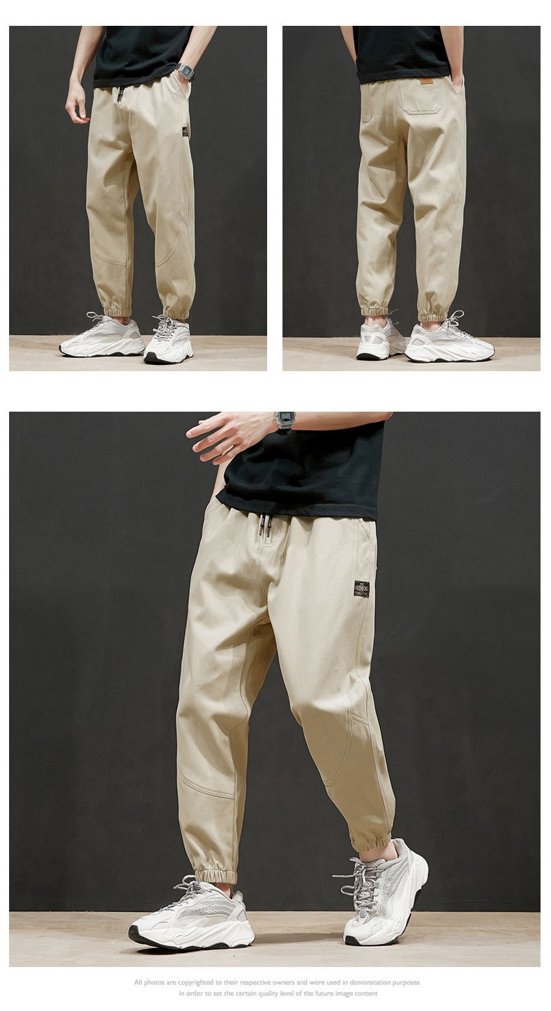 Large Size Casual Pants Men's Spring and Autumn New Men's Ankle Length Pants Korean Youth Loose Track Pants Ankle-Tied Sweatpants