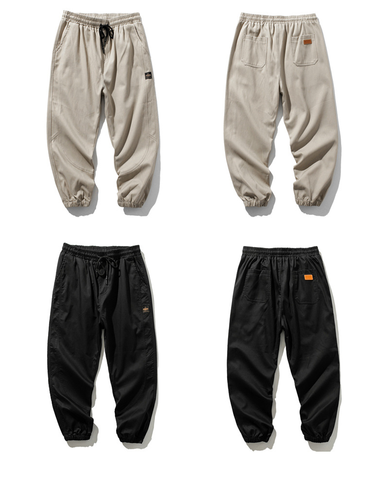Large Size Casual Pants Men's Spring and Autumn New Men's Ankle Length Pants Korean Youth Loose Track Pants Ankle-Tied Sweatpants
