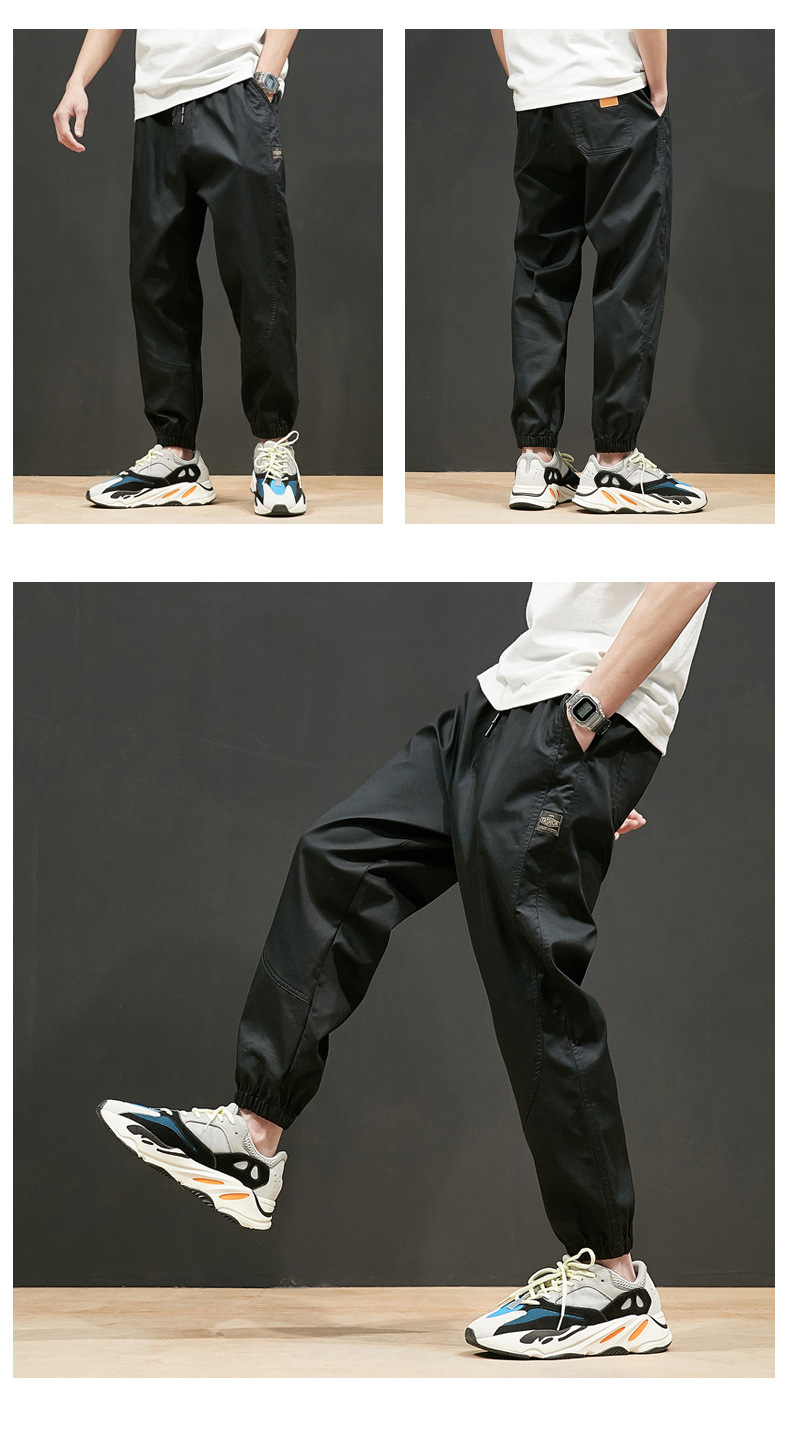 Large Size Casual Pants Men's Spring and Autumn New Men's Ankle Length Pants Korean Youth Loose Track Pants Ankle-Tied Sweatpants