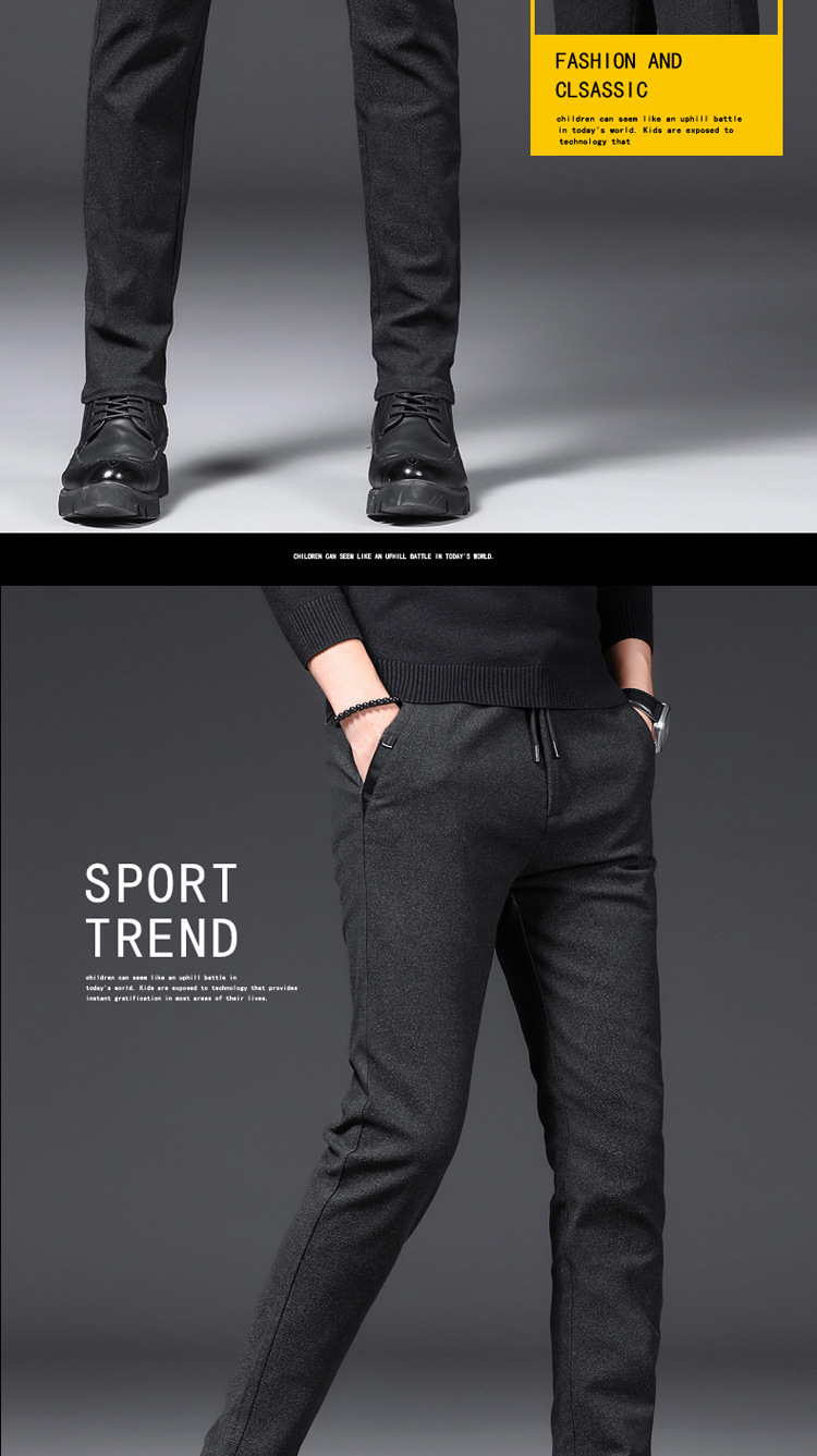 Autumn and Winter Thick Cotton and Linen Brushed Casual Pants Men's Pencil Pants Slim Stretch Men's Pants Youth Trendy Men's Clothing Wholesale Autumn and Winter Thick Cotton and Linen Brushed Casual Pants Men's Pencil Pants Slim Stretch Men's Pants Youth Trendy Men's Clothing Wholesale