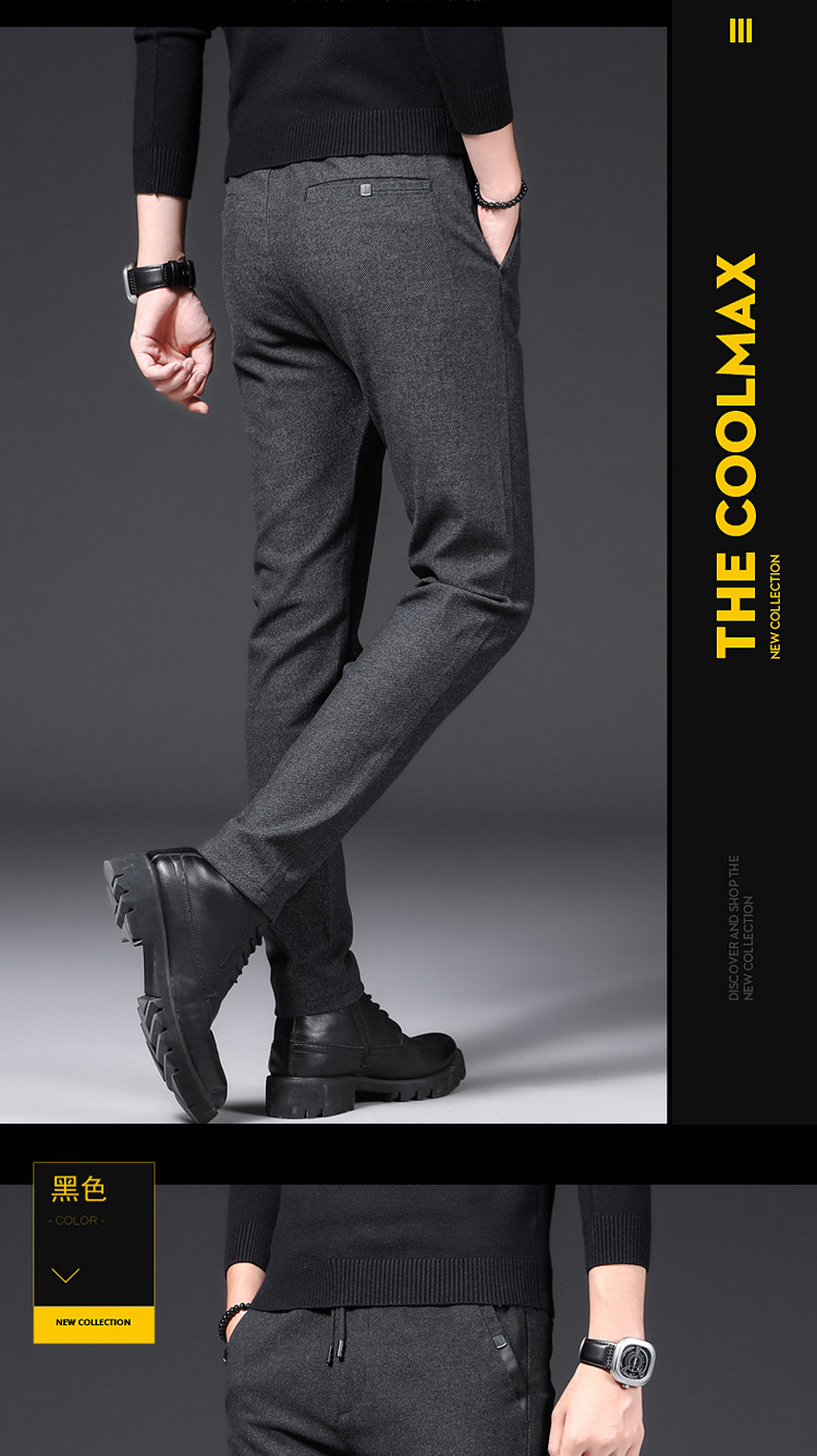 Autumn and Winter Thick Cotton and Linen Brushed Casual Pants Men's Pencil Pants Slim Stretch Men's Pants Youth Trendy Men's Clothing Wholesale Autumn and Winter Thick Cotton and Linen Brushed Casual Pants Men's Pencil Pants Slim Stretch Men's Pants Youth Trendy Men's Clothing Wholesale