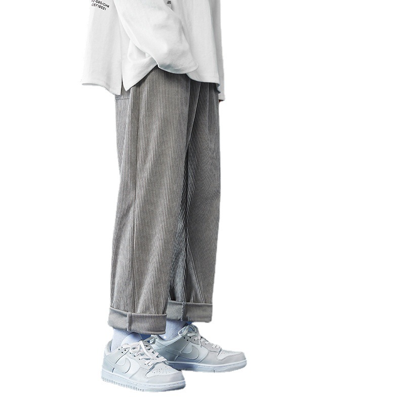 Autumn and Winter Corduroy Men&#039;s Pants Large Size Loose Track Pants Men&#039;s Draping Casual Pants Trendy Sweatpants Straight Solid Color