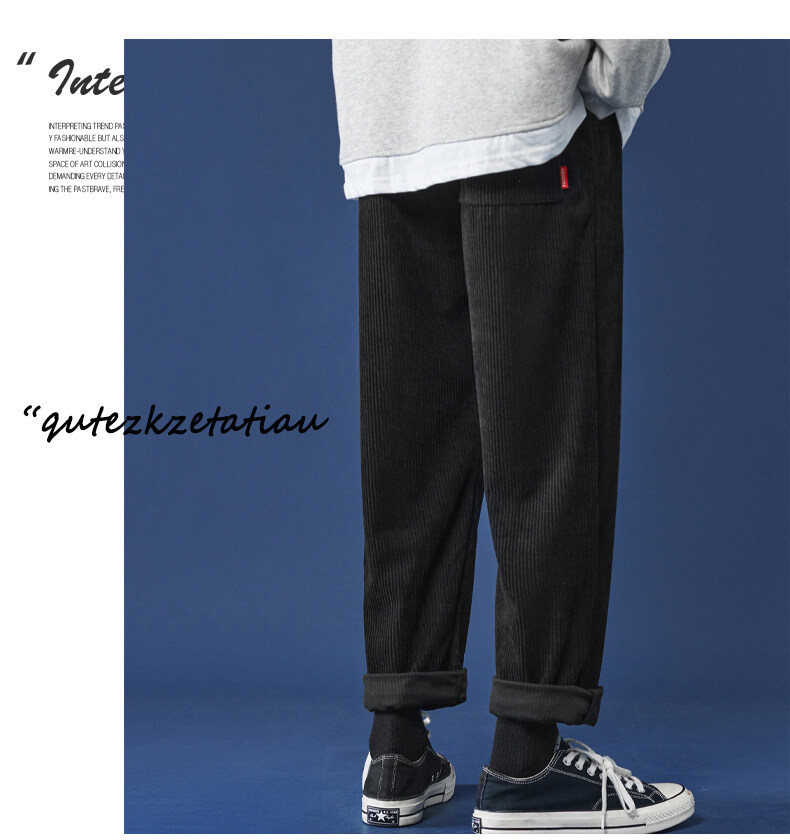 Autumn and Winter Corduroy Men's Pants Large Size Loose Track Pants Men's Draping Casual Pants Trendy Sweatpants Straight Solid Color Autumn and Winter Corduroy Men's Pants Large Size Loose Track Pants Men's Draping Casual Pants Trendy Sweatpants Straight Solid Color