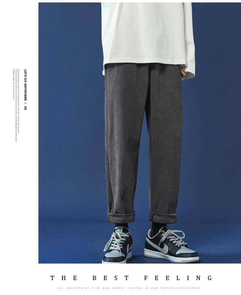 Autumn and Winter Corduroy Men's Pants Large Size Loose Track Pants Men's Draping Casual Pants Trendy Sweatpants Straight Solid Color Autumn and Winter Corduroy Men's Pants Large Size Loose Track Pants Men's Draping Casual Pants Trendy Sweatpants Straight Solid Color