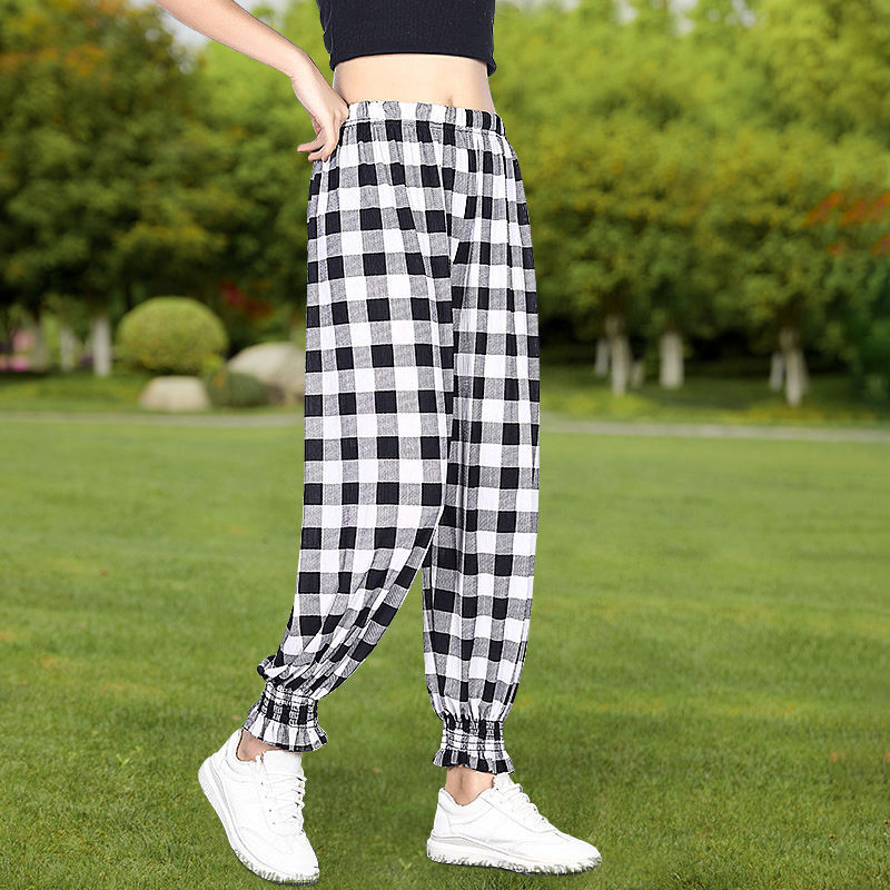 Manufacturer Summer Mosquito Repelling Pants Cool Ice Silk Women&#039;s Pants Ice Silk Women&#039;s Flower Pants Beauty Stripe Drape Bloomers Casual Pants