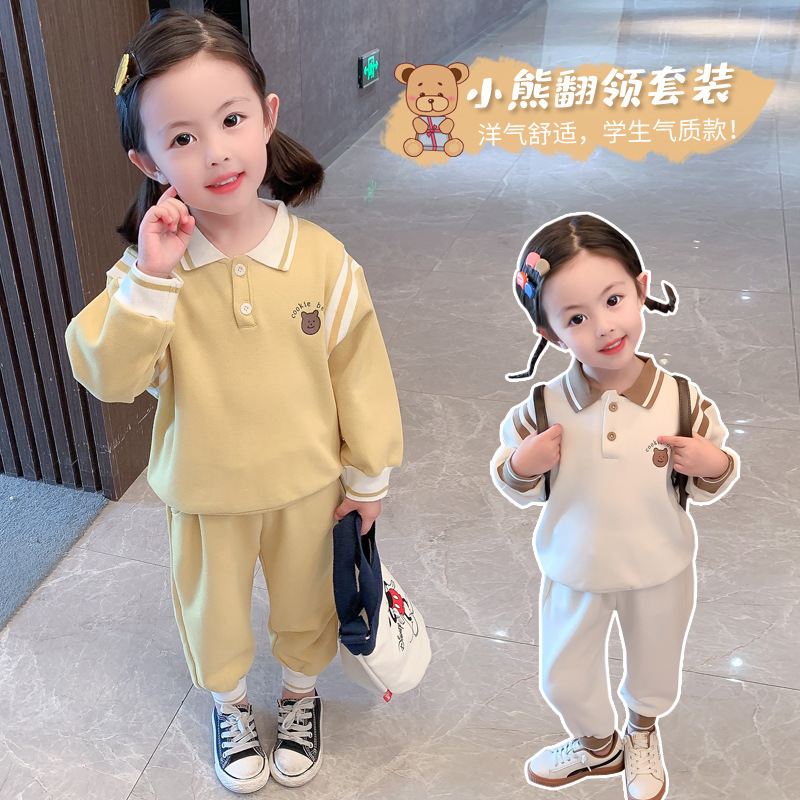 Girls&#039; Autumn Internet Hot Suit 2021 New Children&#039;s Autumn Clothing Sports Casual Pants Baby Girl Sweatshirt Two-Piece Suit Fashion