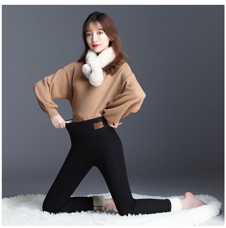 2020 Autumn and Winter Women's Clothing New Super Thick Outer Wear Lambswool Casual Pants Women's High Waist Stretch Warm-Keeping Pants Fleece Cotton Pants