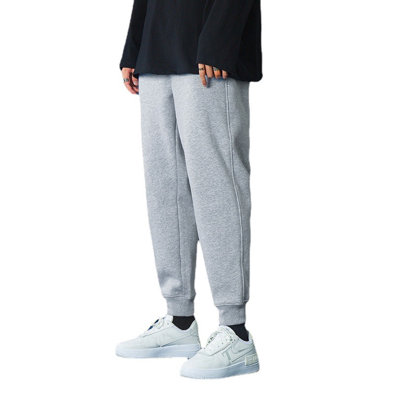 Pure Color Sweatpants Men&#039;s Sports Casual Pants Men&#039;s Skinny Pants Loose Tappered Gray Long Velvet Pants Version K563