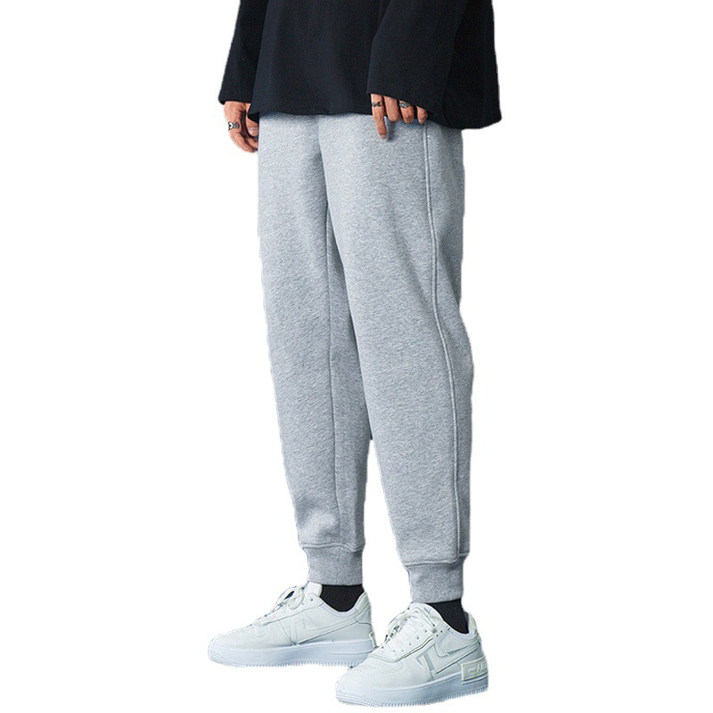 Pure Color Sweatpants Men&#039;s Sports Casual Pants Men&#039;s Skinny Pants Loose Tappered Gray Long Velvet Pants Version K563