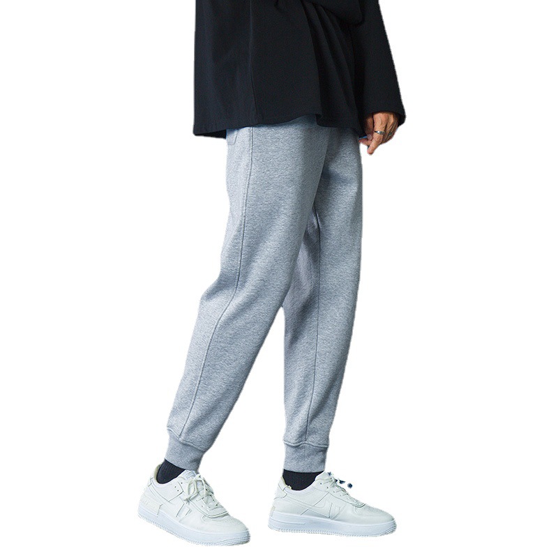 Pure Color Sweatpants Men&#039;s Sports Casual Pants Men&#039;s Skinny Pants Loose Tappered Gray Long Velvet Pants Version K563