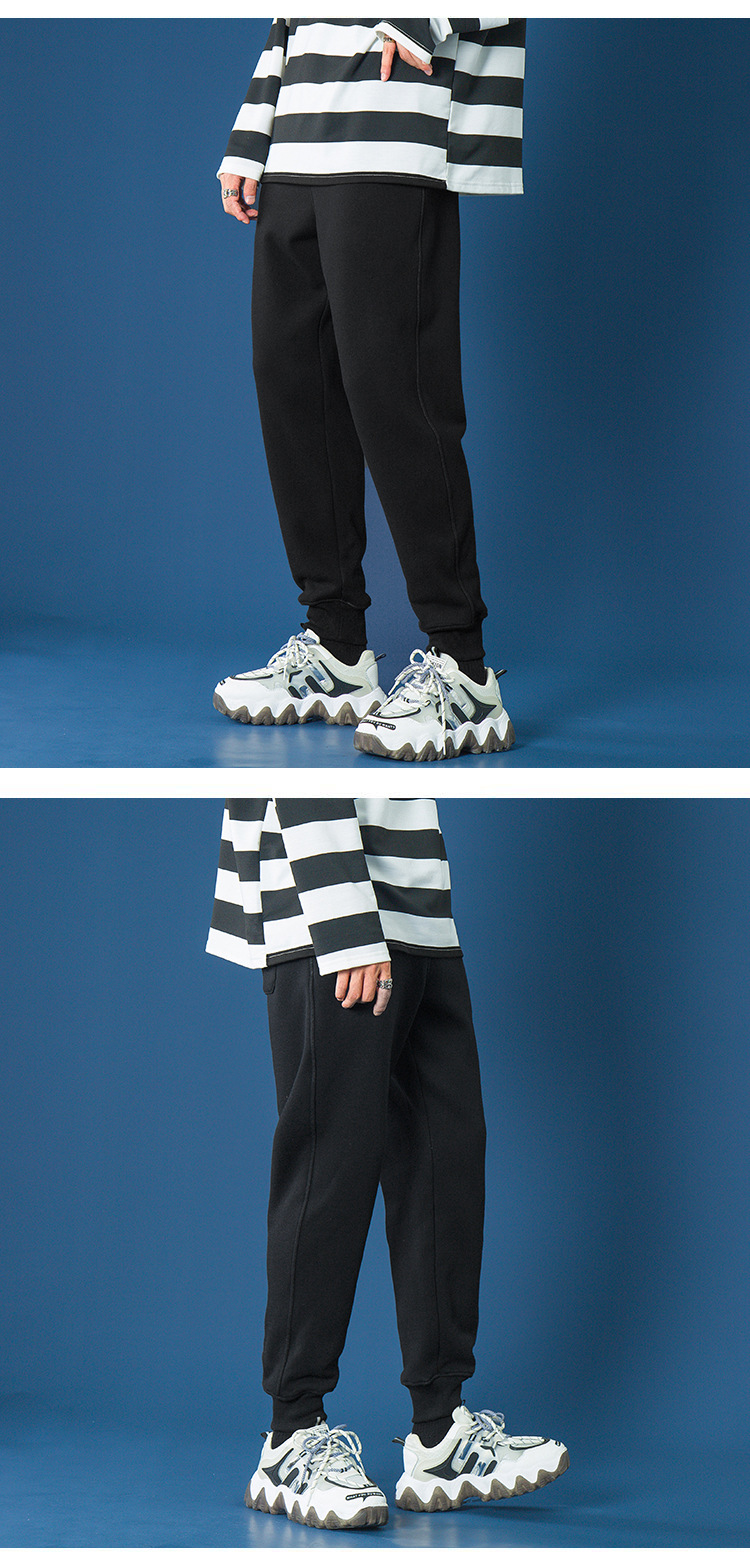 Pure Color Sweatpants Men's Sports Casual Pants Men's Skinny Pants Loose Tappered Gray Long Velvet Pants Version K563