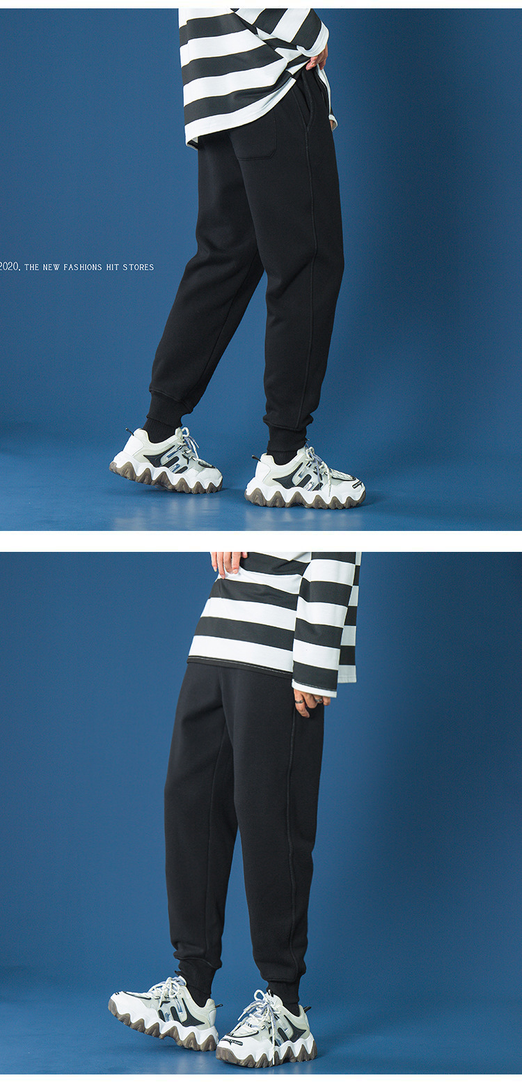 Pure Color Sweatpants Men's Sports Casual Pants Men's Skinny Pants Loose Tappered Gray Long Velvet Pants Version K563
