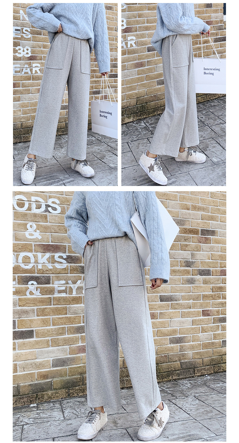 Woolen Wide-Leg Pants Women's Pants High Waist Drooping Autumn and Winter 2020 New Loose Slimming Cropped Straight Casual Pants for Women