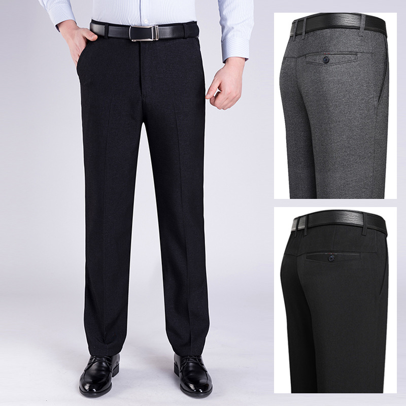 202 Spring and Summer New Middle-Aged and Elderly Suit Pants Men&#039;s Loose Casual Pants High Waist Straight Men&#039;s Pants Trousers Dad Pants