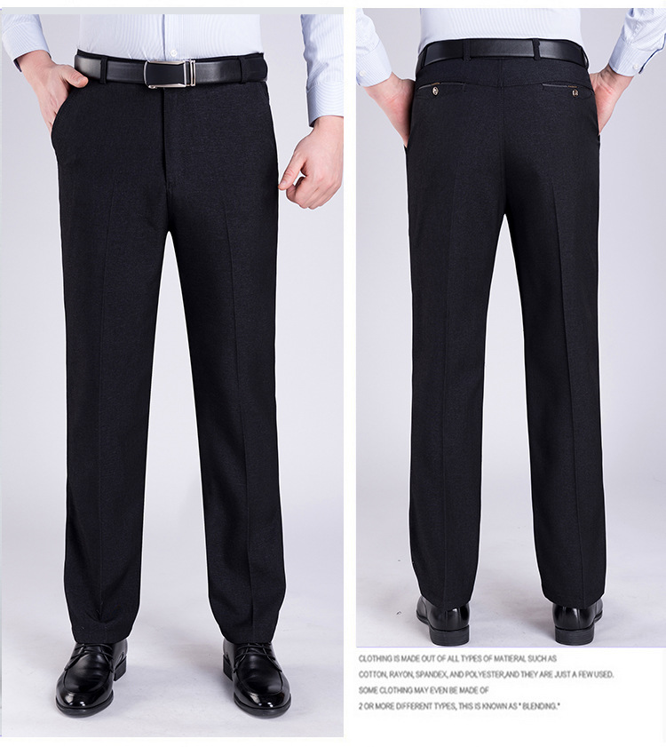 202 Spring and Summer New Middle-Aged and Elderly Suit Pants Men's Loose Casual Pants High Waist Straight Men's Pants Trousers Dad Pants