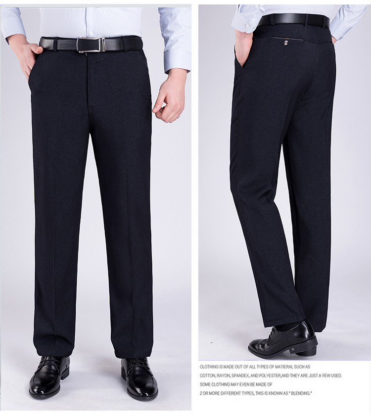 202 Spring and Summer New Middle-Aged and Elderly Suit Pants Men's Loose Casual Pants High Waist Straight Men's Pants Trousers Dad Pants