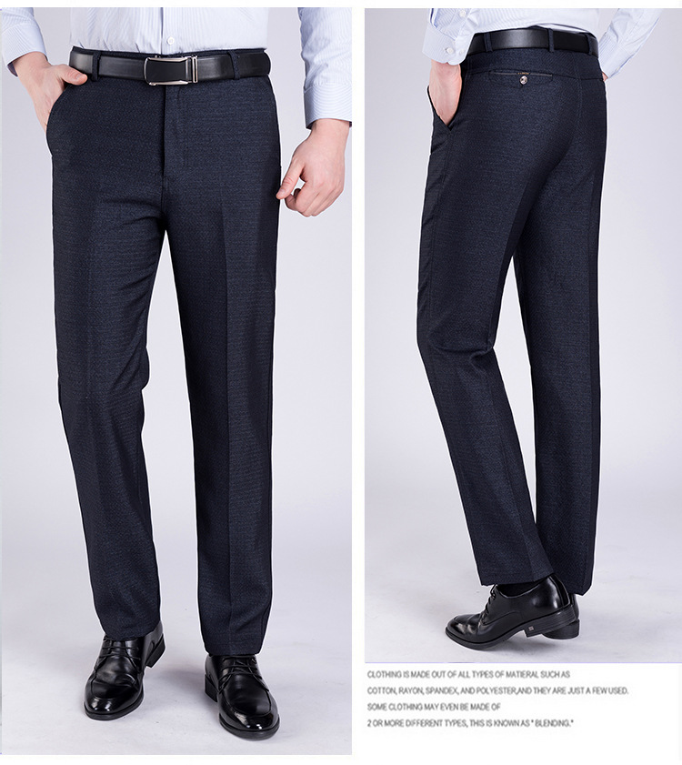 202 Spring and Summer New Middle-Aged and Elderly Suit Pants Men's Loose Casual Pants High Waist Straight Men's Pants Trousers Dad Pants