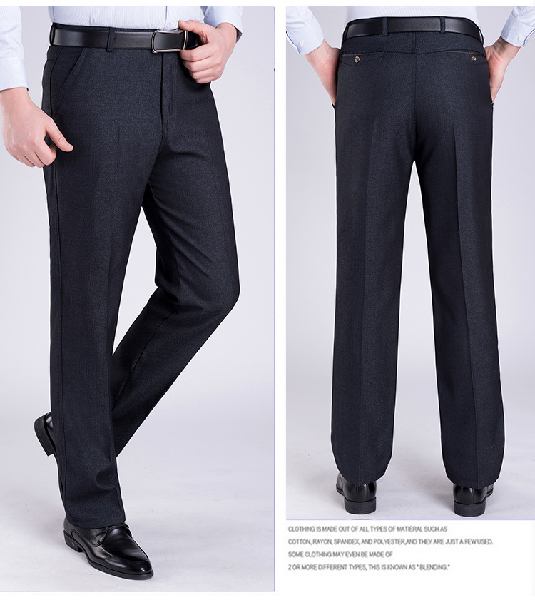 202 Spring and Summer New Middle-Aged and Elderly Suit Pants Men's Loose Casual Pants High Waist Straight Men's Pants Trousers Dad Pants