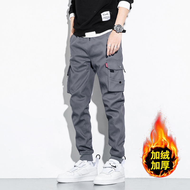 Overalls Men&#039;s 2022 Spring Thickened New Men&#039;s Fashionable Loose Casual Pants Large Size Cropped Pants Fleece-Lined Pants Men&#039;s