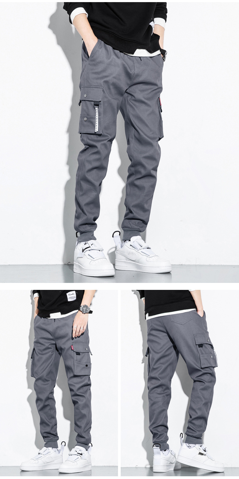 Overalls Men's 2022 Spring Thickened New Men's Fashionable Loose Casual Pants Large Size Cropped Pants Fleece-Lined Pants Men's Overalls Men's 2022 Spring Thickened New Men's Fashionable Loose Casual Pants Large Size Cropped Pants Fleece-Lined Pants Men's