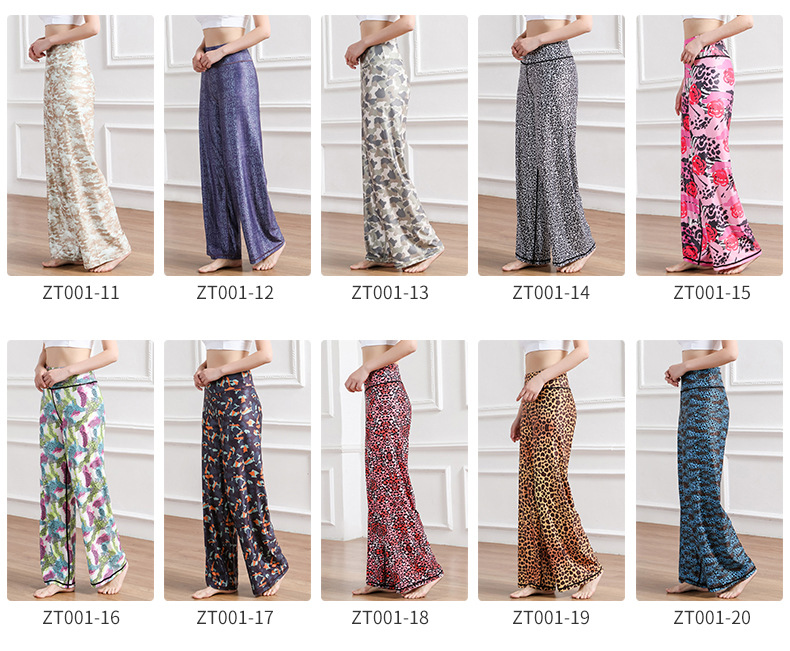 Amazon New Printed Straight-Leg Pants Women's High Waist Loose Wide Legs Casual Pants Cross-Border Sports Fitness Yoga Pants