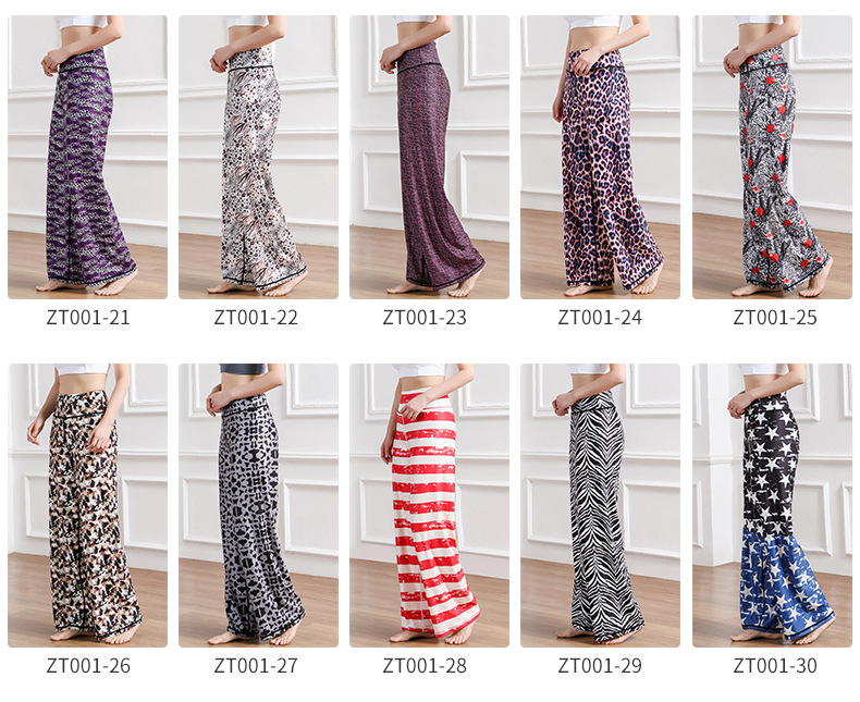 Amazon New Printed Straight-Leg Pants Women's High Waist Loose Wide Legs Casual Pants Cross-Border Sports Fitness Yoga Pants