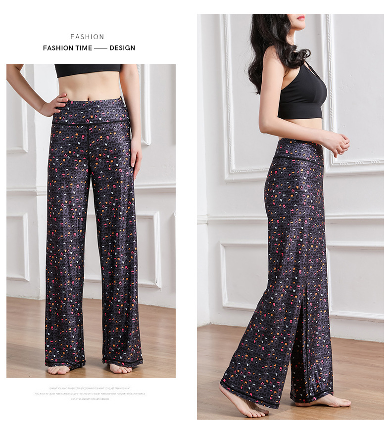 Amazon New Printed Straight-Leg Pants Women's High Waist Loose Wide Legs Casual Pants Cross-Border Sports Fitness Yoga Pants
