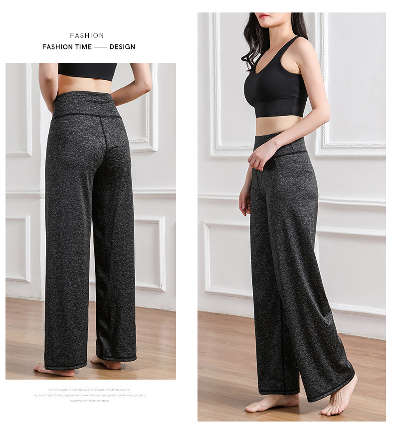 Amazon New Printed Straight-Leg Pants Women's High Waist Loose Wide Legs Casual Pants Cross-Border Sports Fitness Yoga Pants