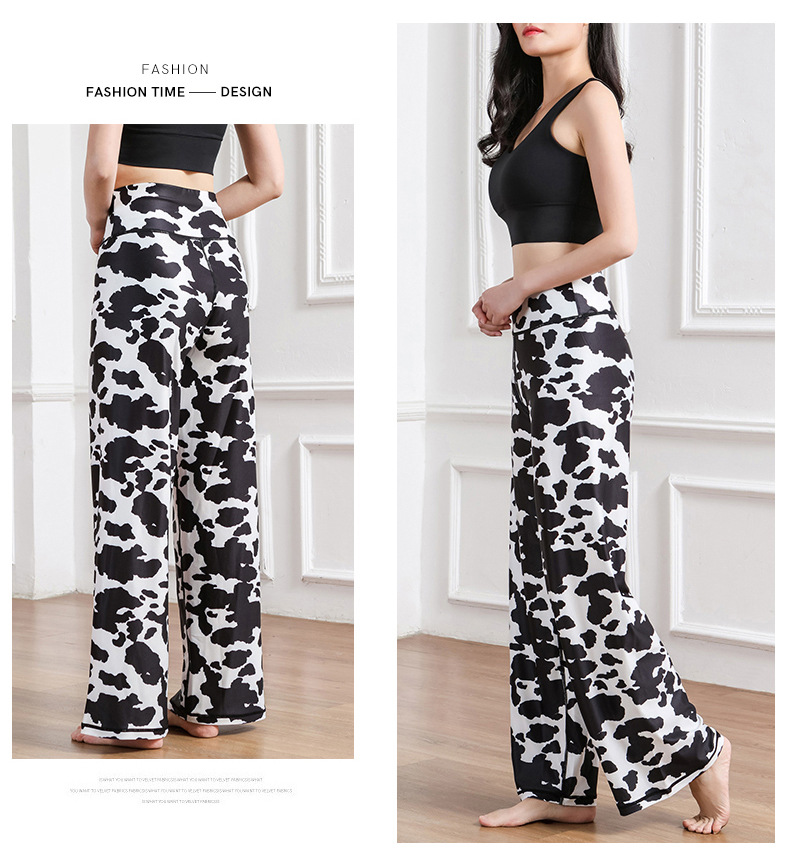 Amazon New Printed Straight-Leg Pants Women's High Waist Loose Wide Legs Casual Pants Cross-Border Sports Fitness Yoga Pants