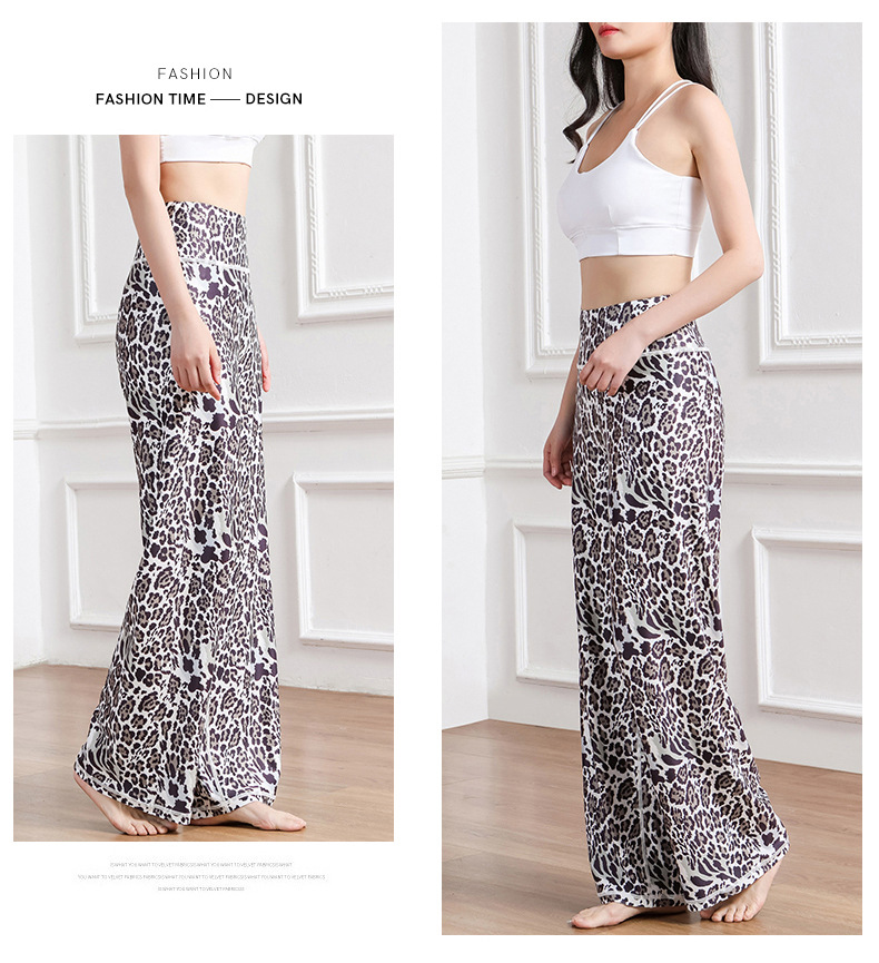 Amazon New Printed Straight-Leg Pants Women's High Waist Loose Wide Legs Casual Pants Cross-Border Sports Fitness Yoga Pants