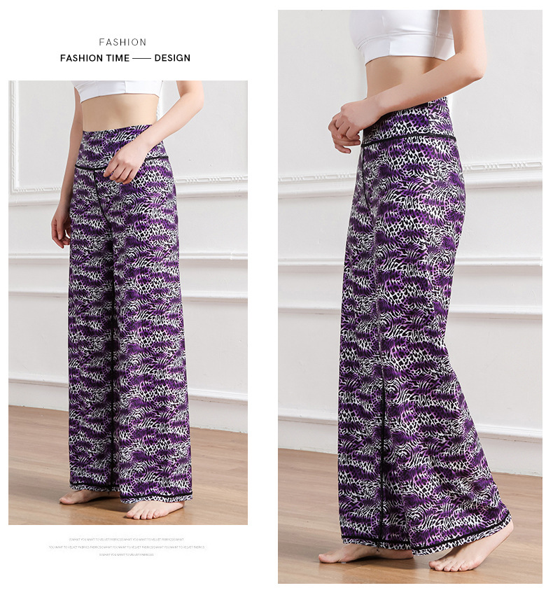 Amazon New Printed Straight-Leg Pants Women's High Waist Loose Wide Legs Casual Pants Cross-Border Sports Fitness Yoga Pants