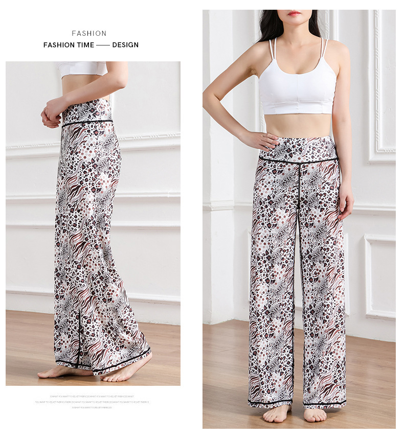 Amazon New Printed Straight-Leg Pants Women's High Waist Loose Wide Legs Casual Pants Cross-Border Sports Fitness Yoga Pants