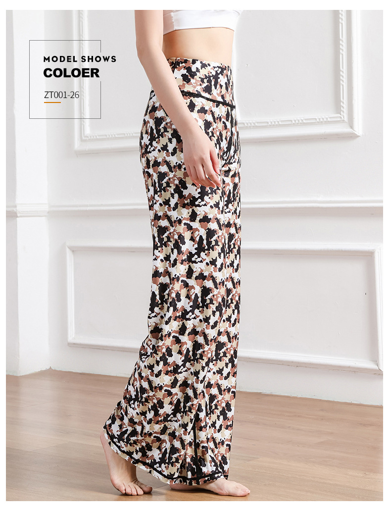Amazon New Printed Straight-Leg Pants Women's High Waist Loose Wide Legs Casual Pants Cross-Border Sports Fitness Yoga Pants