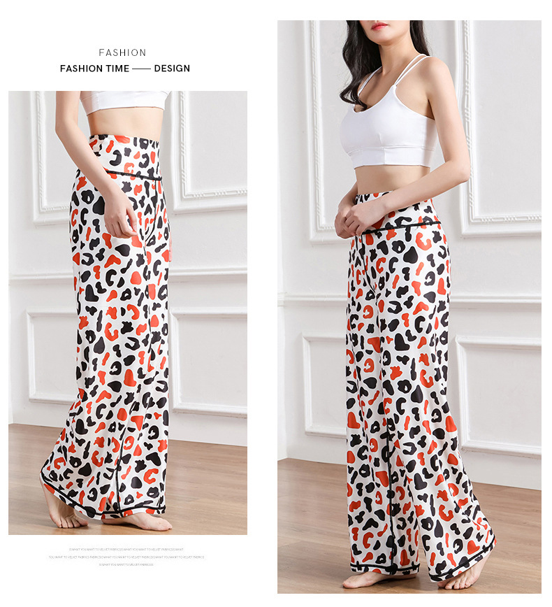 Amazon New Printed Straight-Leg Pants Women's High Waist Loose Wide Legs Casual Pants Cross-Border Sports Fitness Yoga Pants